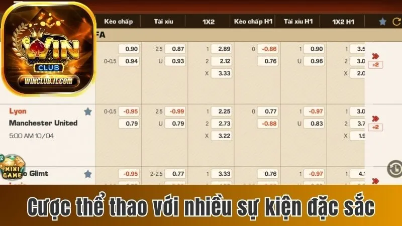 Winclub – Nhà cái cá cược chuyên nghiệp, đổi thưởng siêu tốc 2025 176 Cược thể thao với nhiều sự kiện đặc sắc